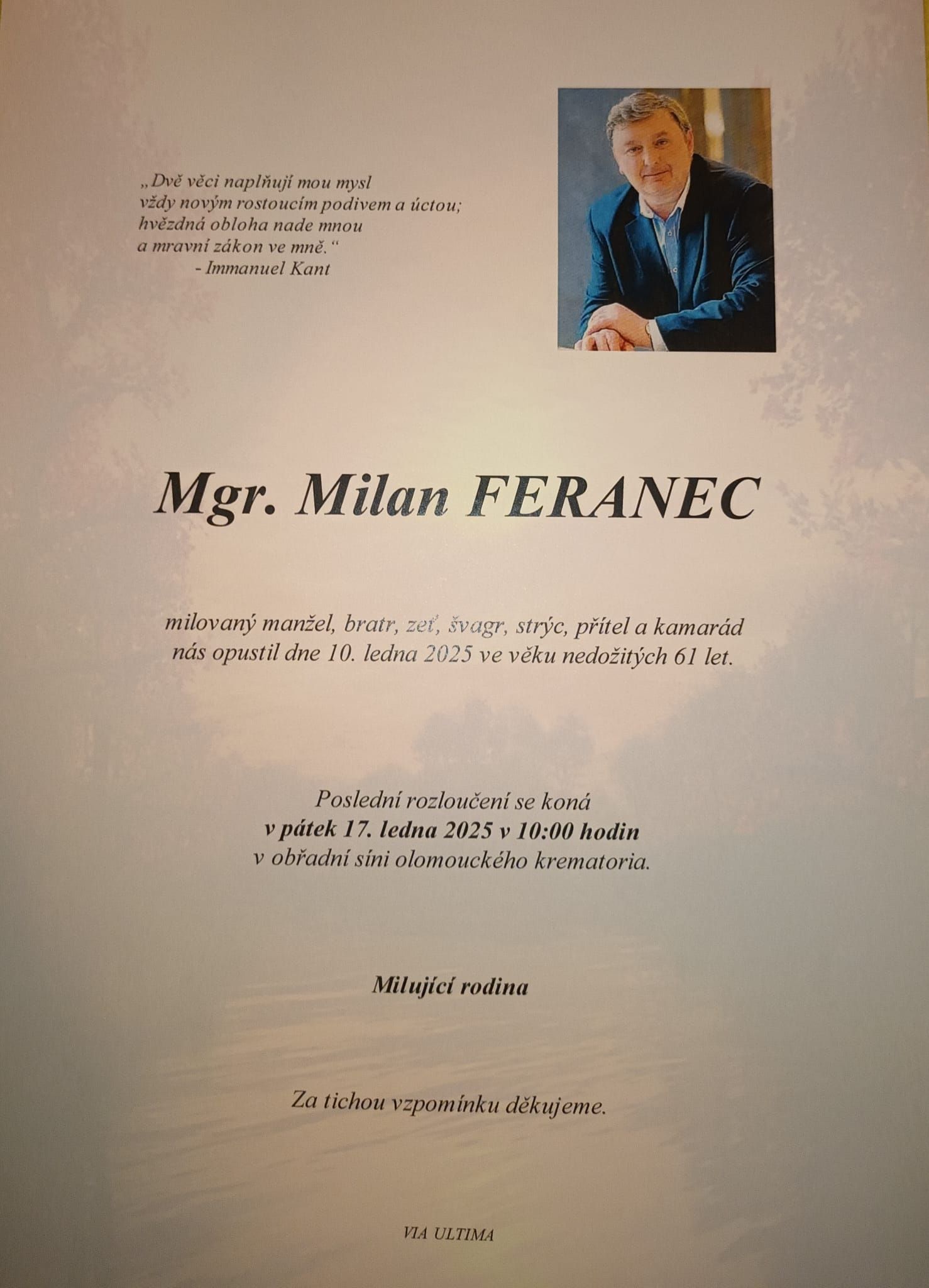 Zemřel Milan Feranec